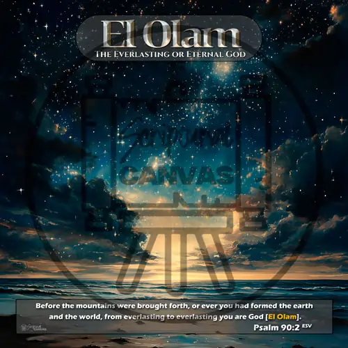 Sunset over ocean with starry sky, El Olam (Eternal God) concept